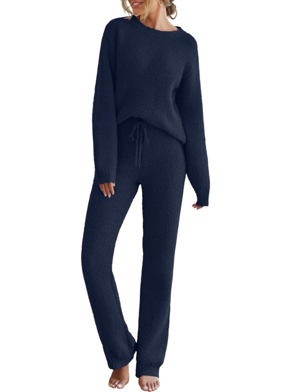 Womens Cute Fuzzy Lounge Set Cozy Fall Pajamas